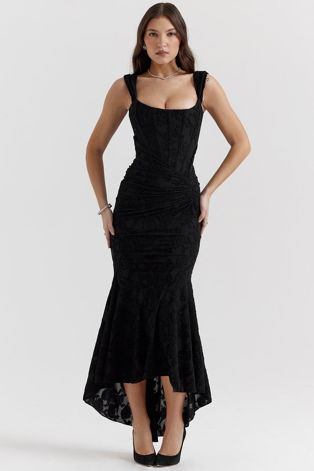 Dahlia | Ruched Floral Lace Dress