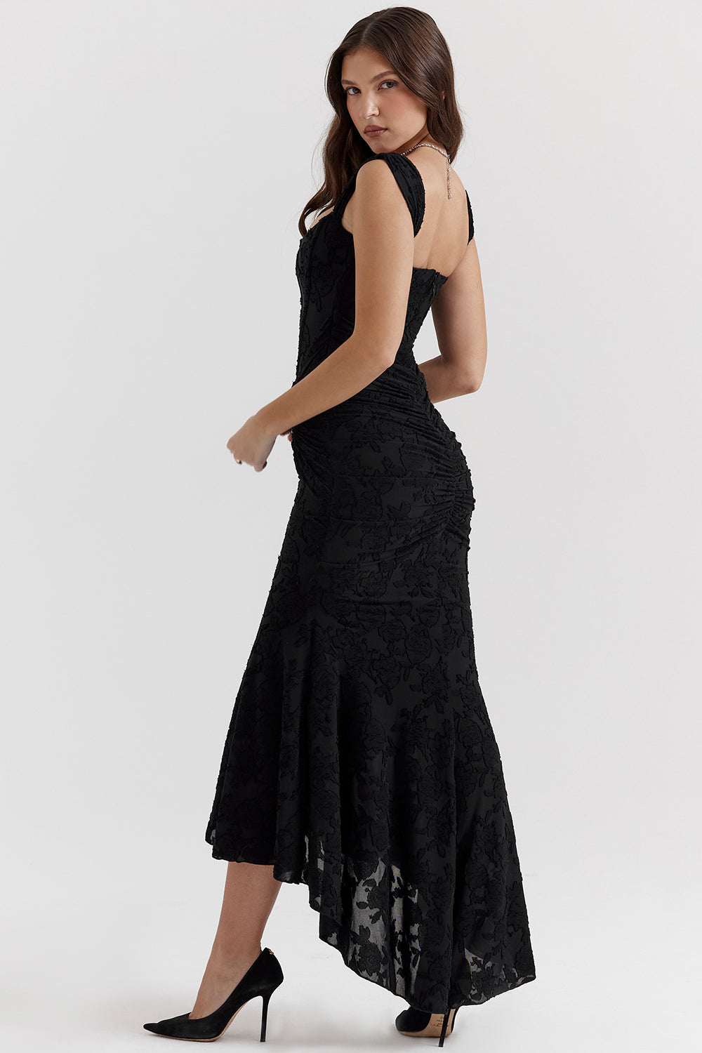 Dahlia | Ruched Floral Lace Dress