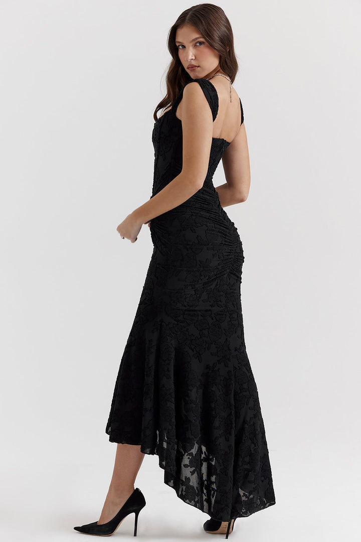 Dahlia | Ruched Floral Lace Dress