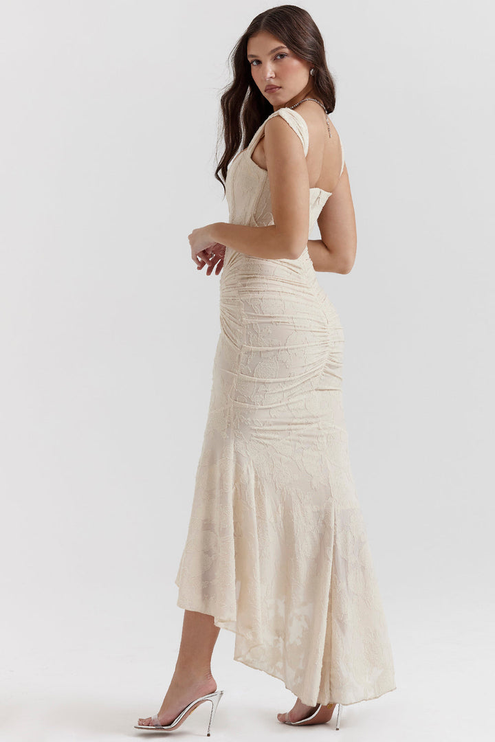 Dahlia | Ruched Floral Lace Dress