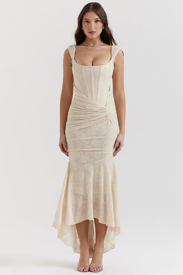 Dahlia | Ruched Floral Lace Dress