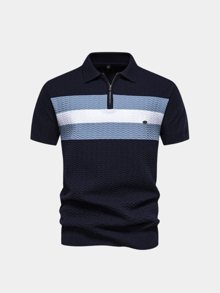 Leon | Zip-Neck Striped Polo