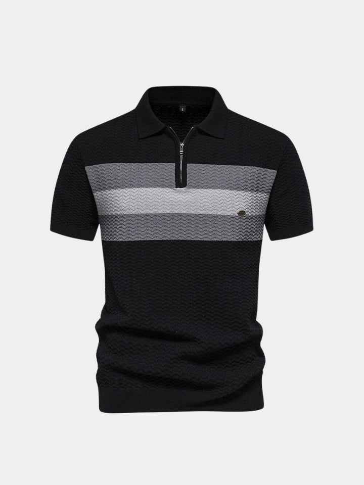 Leon | Zip-Neck Striped Polo