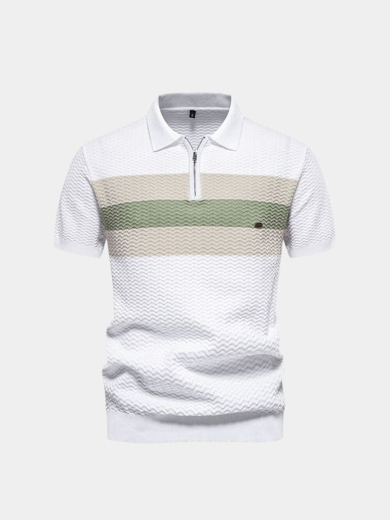 Leon | Zip-Neck Striped Polo