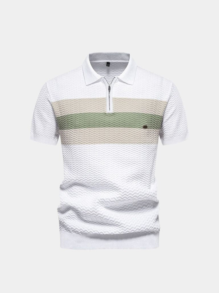 Leon | Zip-Neck Striped Polo