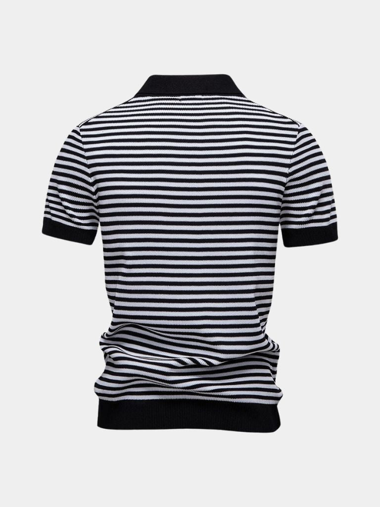 Warren | Striped Knit Polo Shirt