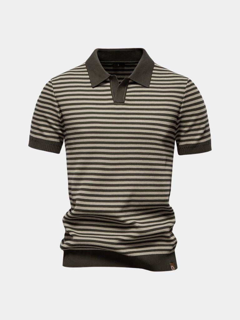 Warren | Striped Knit Polo Shirt