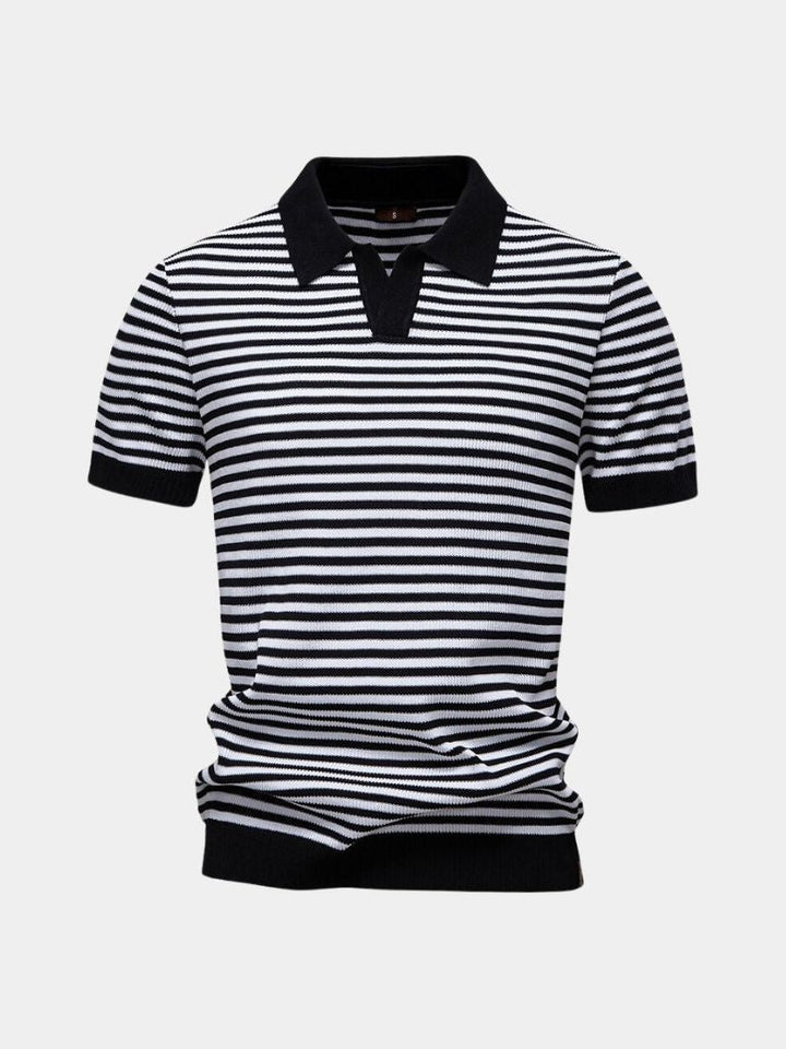 Warren | Striped Knit Polo Shirt