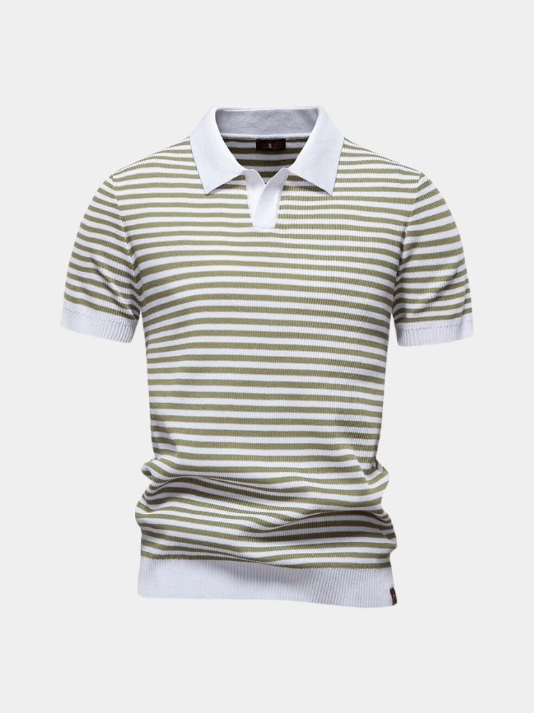 Warren | Striped Knit Polo Shirt