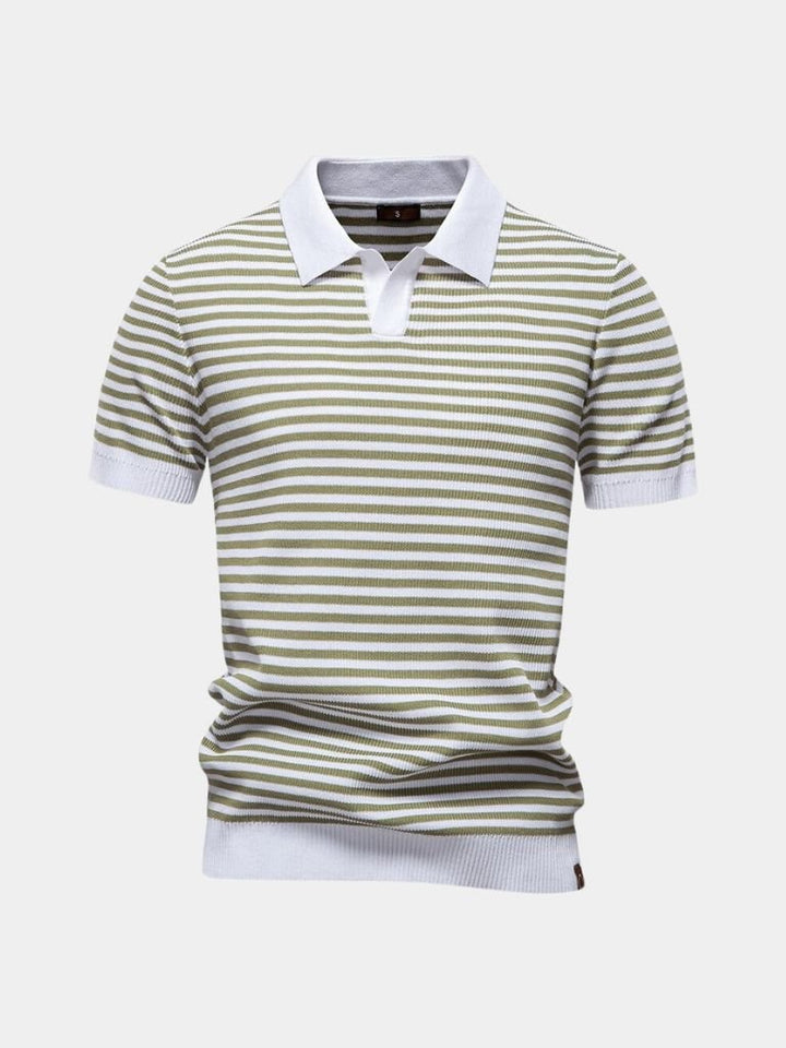 Warren | Striped Knit Polo Shirt