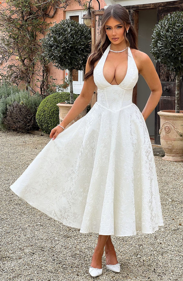 Elodie | Halter Fit-and-Flare Midi Dress