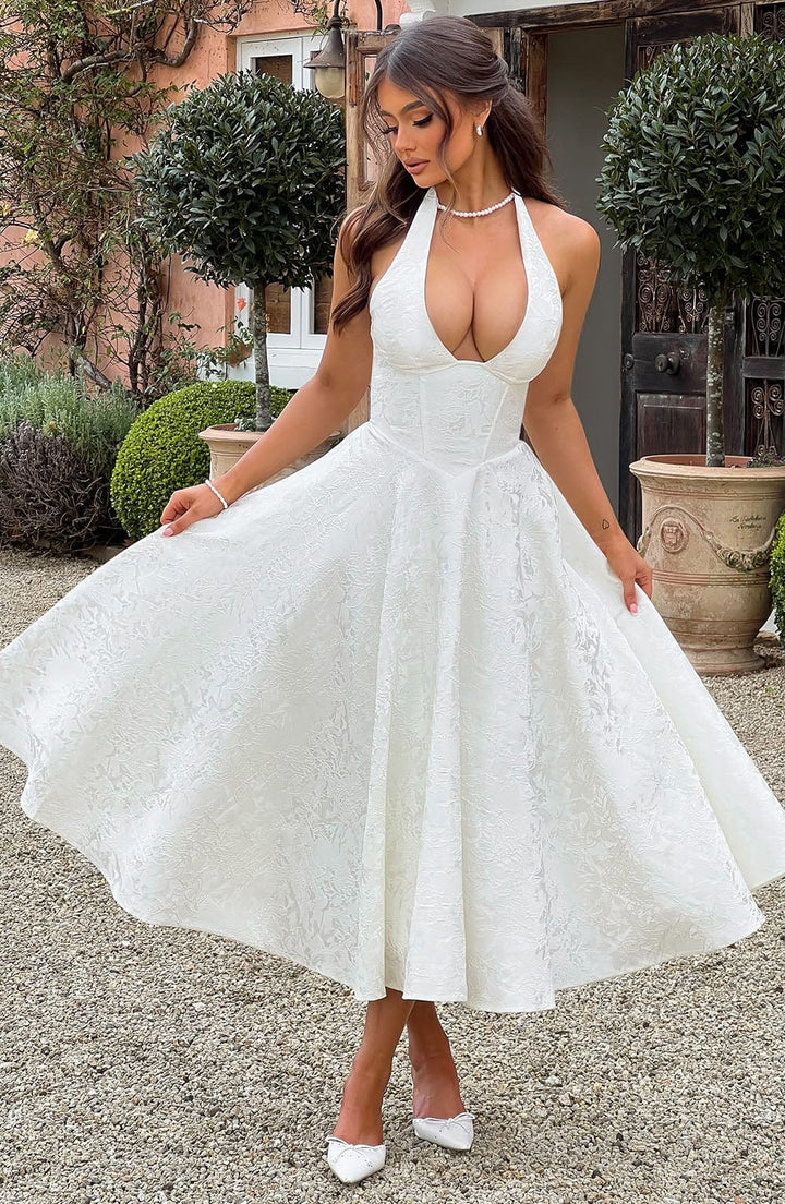 Elodie | Halter Fit-and-Flare Midi Dress