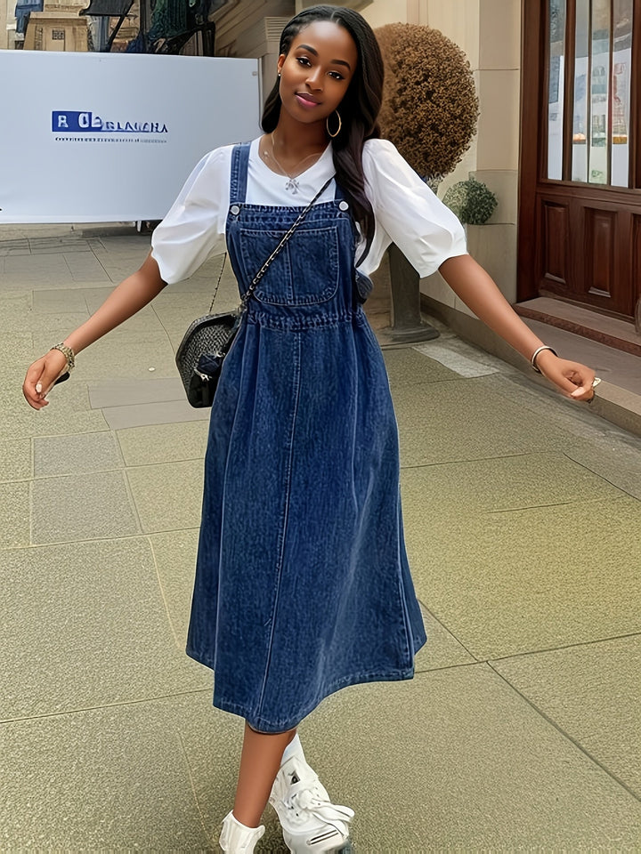 Monica | Classic Denim Overall Dress
