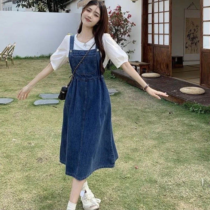 Monica | Classic Denim Overall Dress