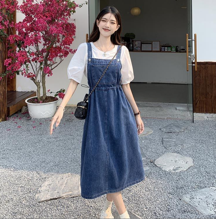 Monica | Classic Denim Overall Dress
