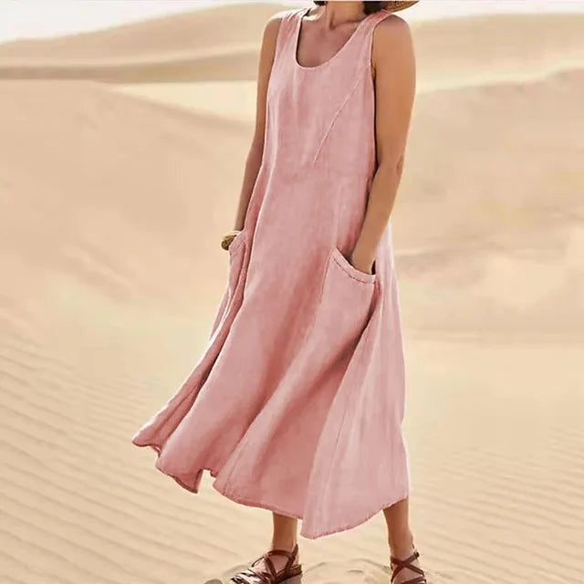 Natural Summer V-Neck Dress