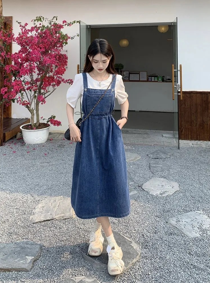 Monica | Classic Denim Overall Dress