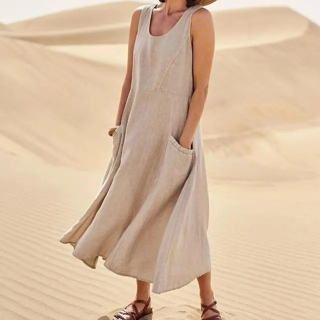 Natural Summer V-Neck Dress