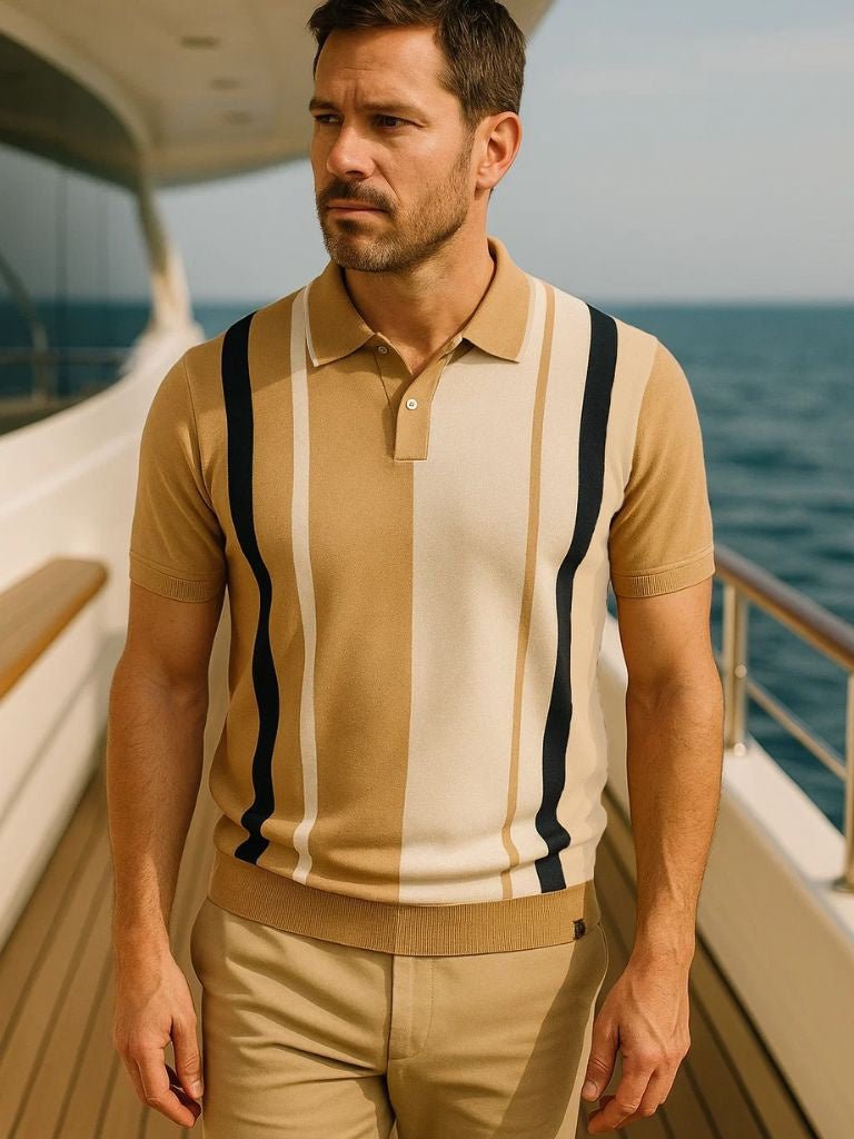 Miles | Retro Vertical Stripe Polo